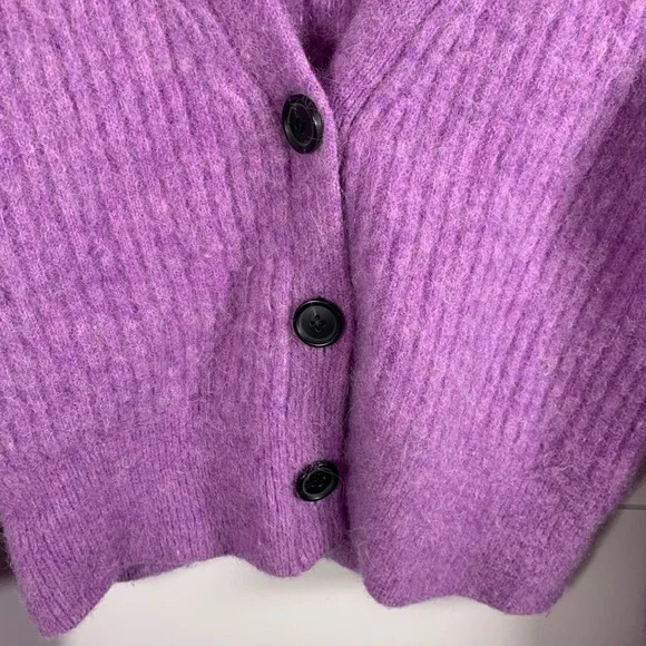 & Other Stories Cardigan Sweater Alpaca & Wool Purple Cropped Women M Coquette - Picture 6 of 11
